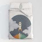 Space Rocket Print, Galaxy Outer Space Pattern Duvet Cover Gallery Image 6