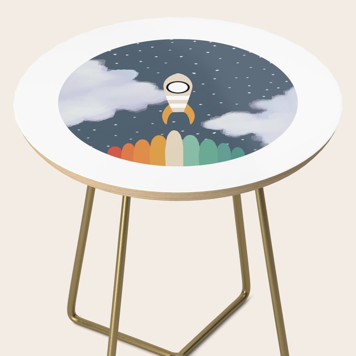 Space Rocket Print, Galaxy Outer Space Pattern Side Table Gallery Image 2