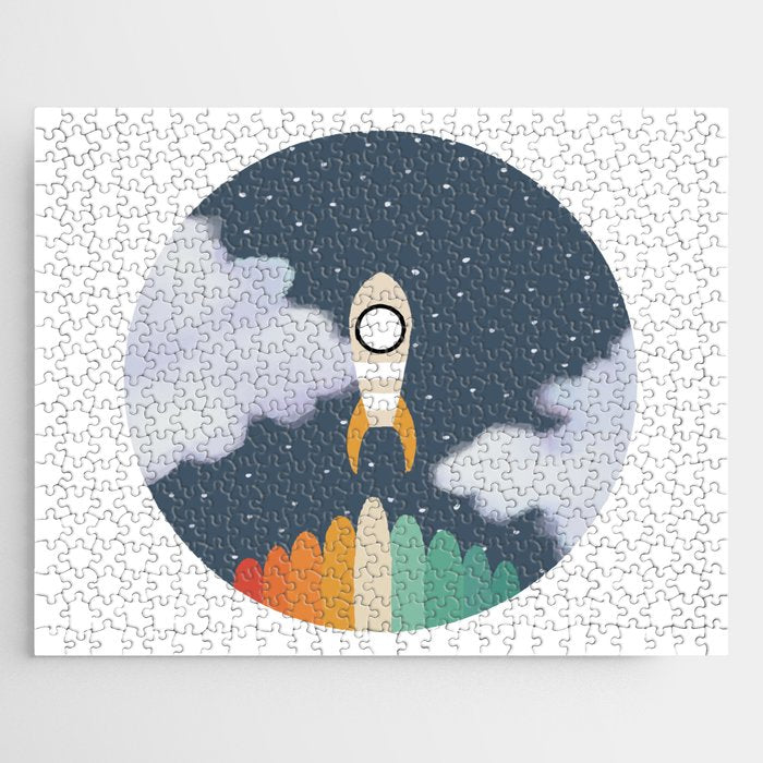 Space Rocket Print, Galaxy Outer Space Pattern Jigsaw Puzzle Gallery Image 1
