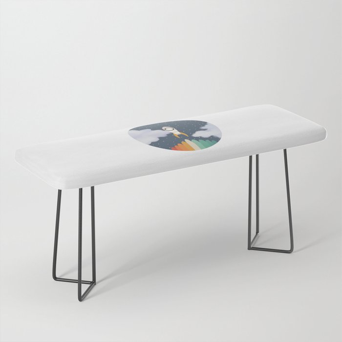Space Rocket Print, Galaxy Outer Space Pattern Bench Gallery Image 1