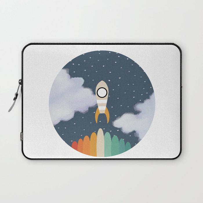 Space Rocket Print, Galaxy Outer Space Pattern Laptop Sleeve Gallery Image 1