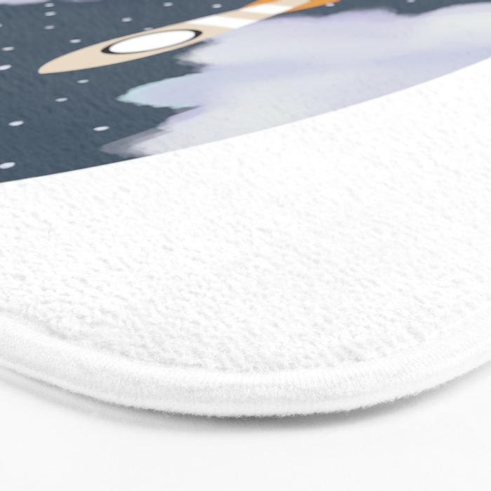 Space Rocket Print, Galaxy Outer Space Pattern Bath Mat Gallery Image 3