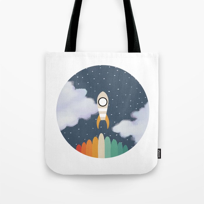 Space Rocket Print, Galaxy Outer Space Pattern Tote Bag Gallery Image 1