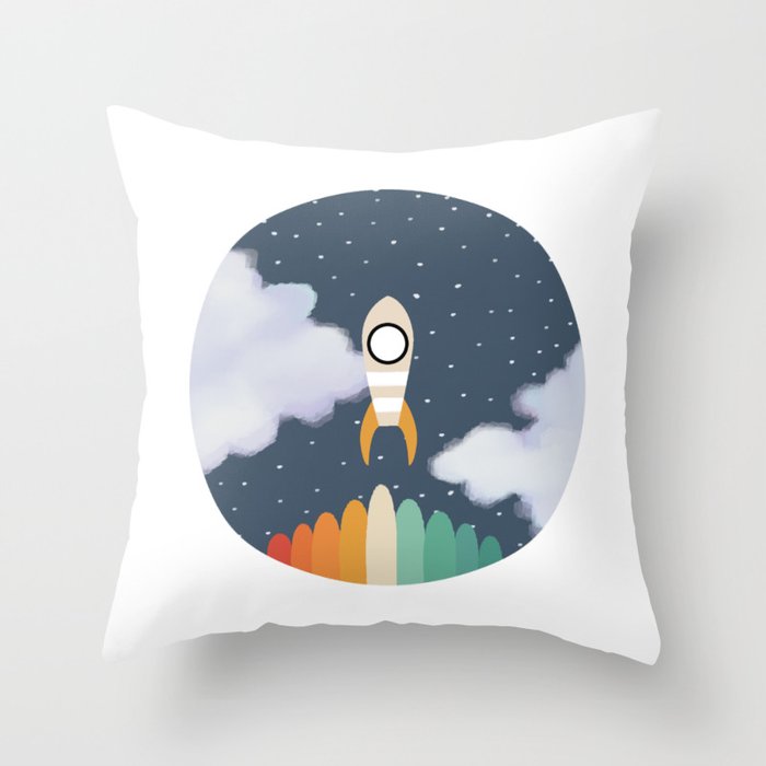 Space Rocket Print, Galaxy Outer Space Pattern Throw Pillow Gallery Image 6