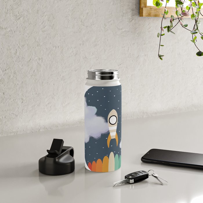 Space Rocket Print, Galaxy Outer Space Pattern Water Bottle Gallery Image 5