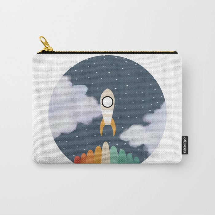 Space Rocket Print, Galaxy Outer Space Pattern Carry All Pouch Gallery Image 1