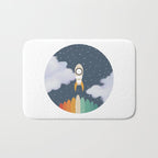 Space Rocket Print, Galaxy Outer Space Pattern Bath Mat Gallery Image 1