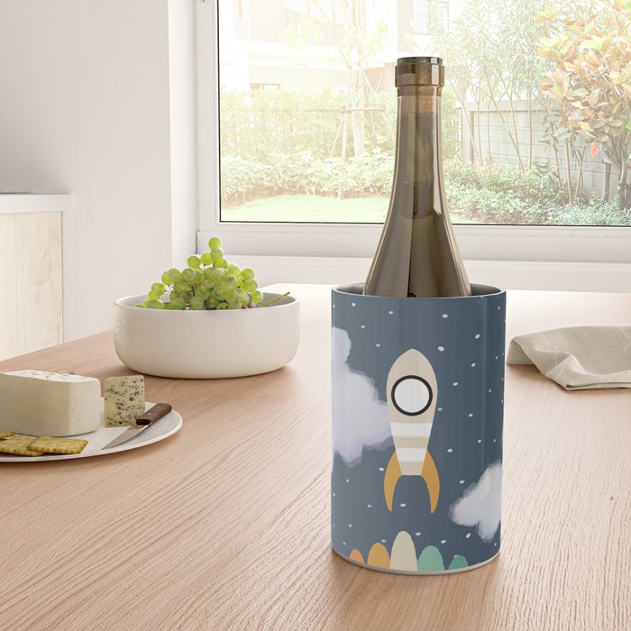 Space Rocket Print, Galaxy Outer Space Pattern Wine Chiller Gallery Image 4
