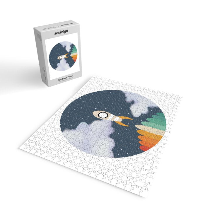 Space Rocket Print, Galaxy Outer Space Pattern Jigsaw Puzzle Gallery Image 2