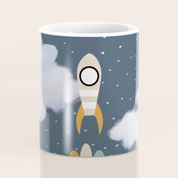 Space Rocket Print, Galaxy Outer Space Pattern Coffee Mug Gallery Image 4