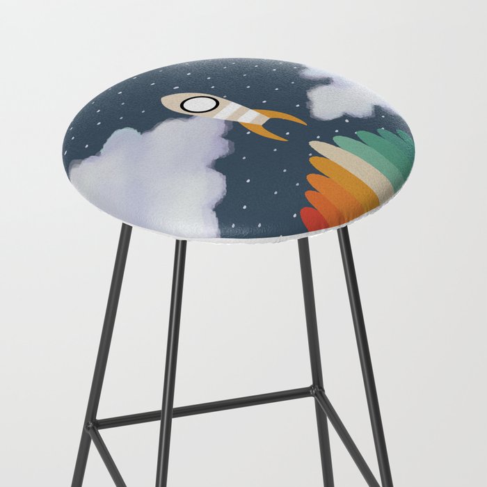 Space Rocket Print, Galaxy Outer Space Pattern Stool Gallery Image 2