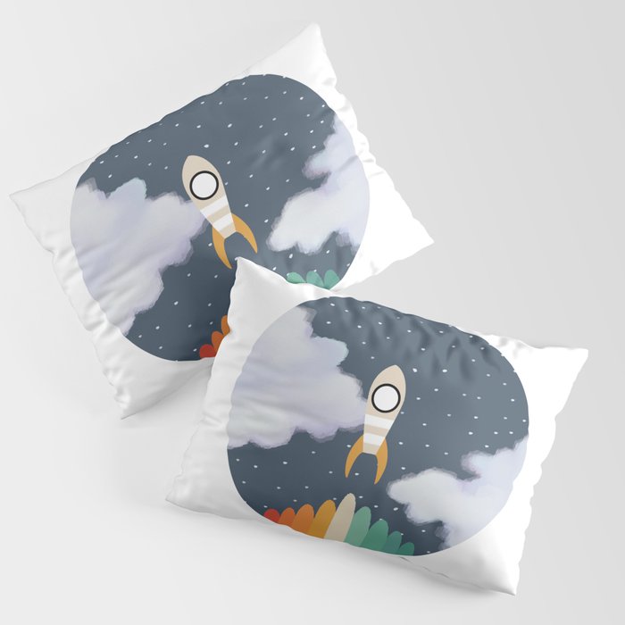 Space Rocket Print, Galaxy Outer Space Pattern Pillow Sham Gallery Image 3