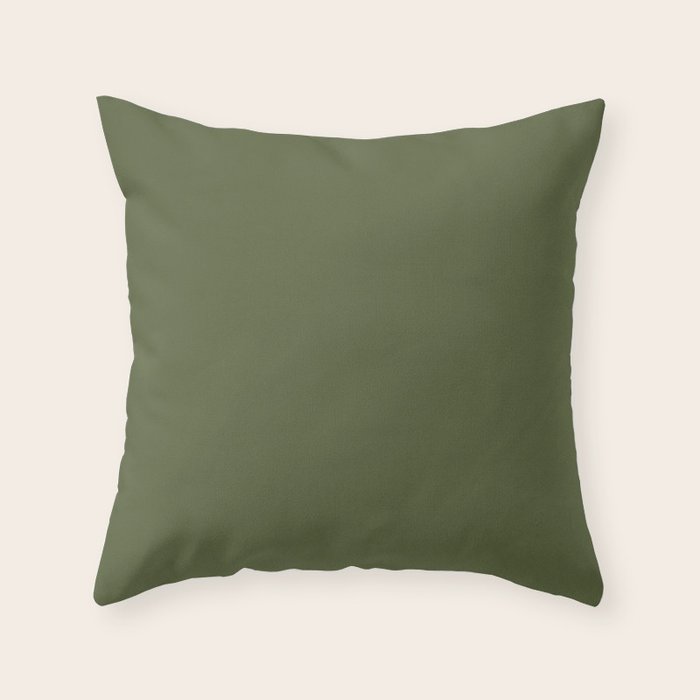 Solid Moss Green Throw Pillow Gallery Image 6