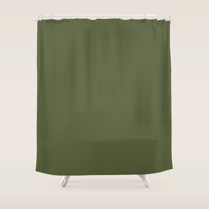 Solid Moss Green Shower Curtain Gallery Image 1