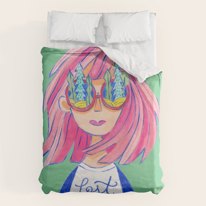 Lost in Nature Girl Portrait Duvet Cover Gallery Image 6