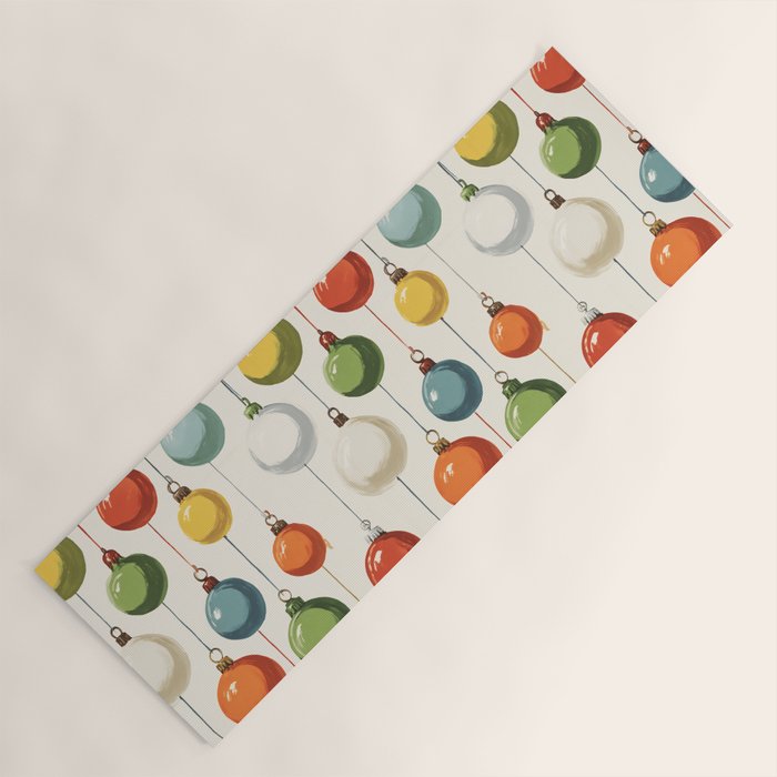 Vintage Colorful Christmas Ornaments Yoga Mat Gallery Image 1