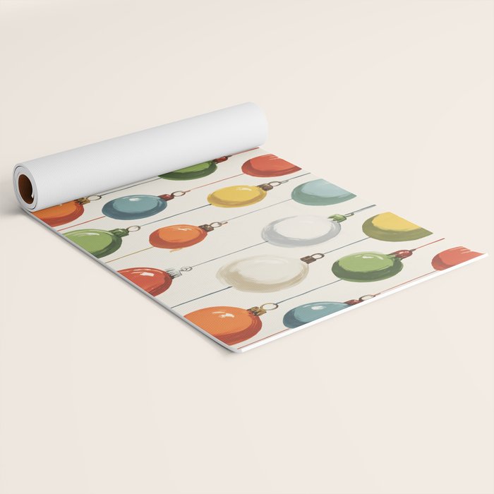 Vintage Colorful Christmas Ornaments Yoga Mat Gallery Image 2
