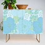Light Blue Pastel Vintage Floral Pattern Credenza Gallery Image 1