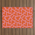 Red love heart shape pattern Outdoor Rug Gallery Image 1