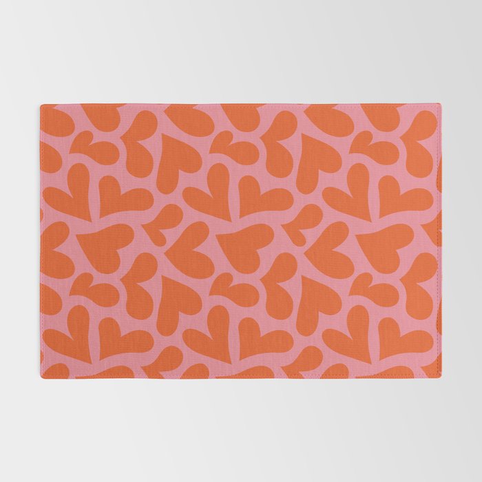 Red love heart shape pattern Rug Gallery Image 2