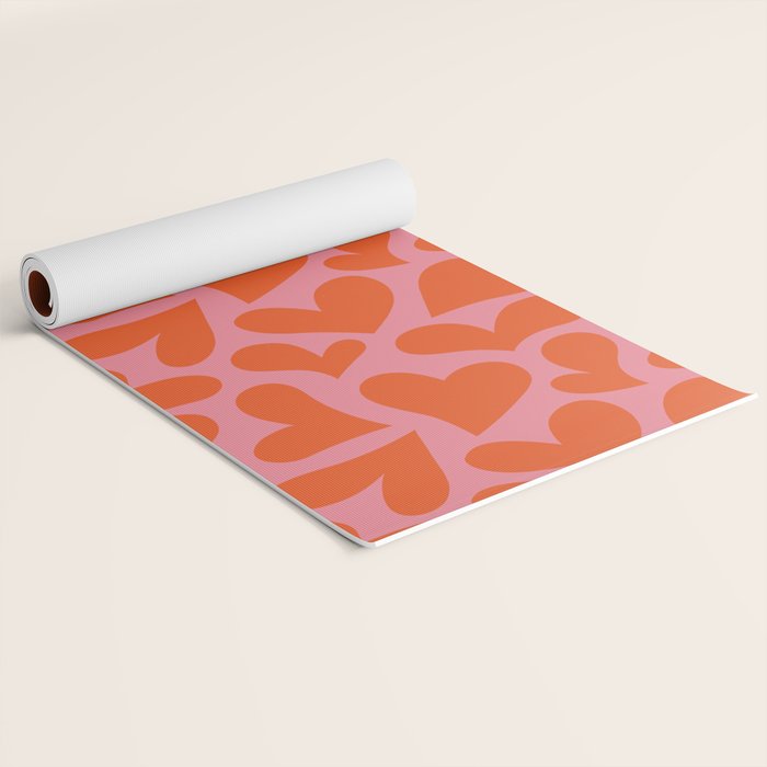 Red love heart shape pattern Yoga Mat Gallery Image 2
