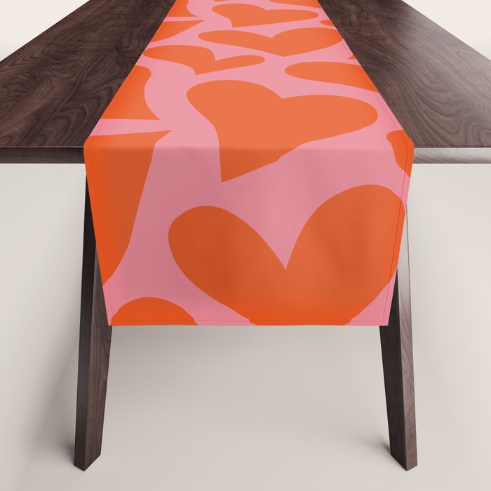 Red love heart shape pattern Table Runner Gallery Image 1