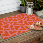 Red love heart shape pattern Outdoor Rug Gallery Image 2