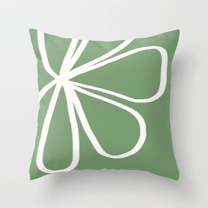 Minimal Flora - clover green Throw Pillow Gallery Image 6