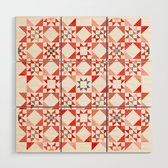 Christmas Quilt - pattern no1 Wood Wall Art Gallery Image 1