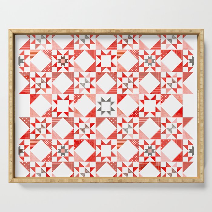 Christmas Quilt - pattern no1 Serving Tray Gallery Image 1
