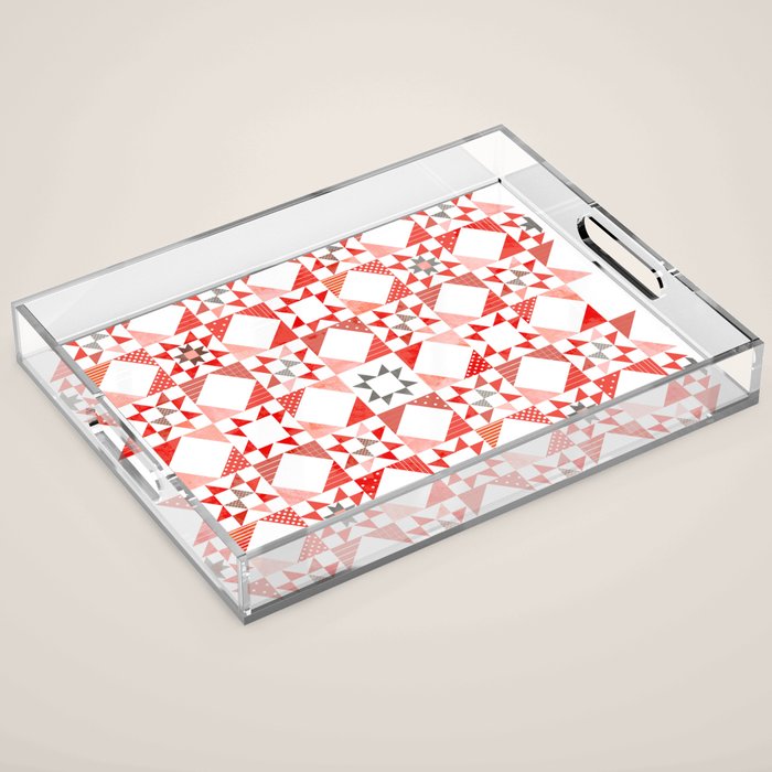 Christmas Quilt - pattern no1 Acrylic Tray Gallery Image 1