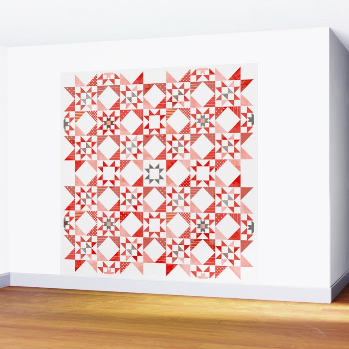 Christmas Quilt - pattern no1 Wall Mural Gallery Image 2