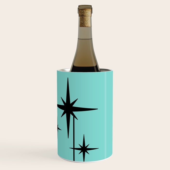 Mid Century Modern Atomic 50s Starburst Trio in Light Medium Robin's Egg Blue and Black Wine Chiller Gallery Image 3