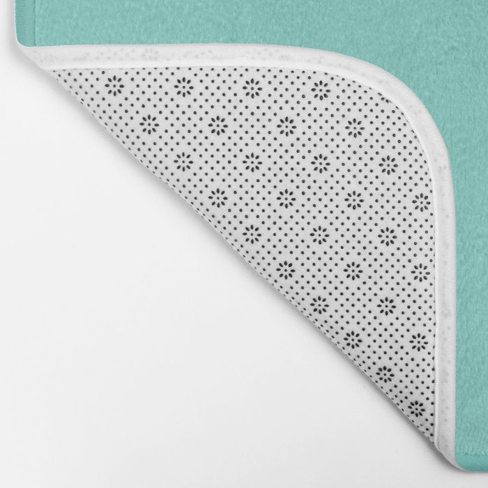 Mid Century Modern Atomic 50s Starburst Trio in Light Medium Robin's Egg Blue and Black Bath Mat Gallery Image 2