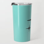 Mid Century Modern Atomic 50s Starburst Trio in Light Medium Robin's Egg Blue and Black Travel Mug Gallery Image 3