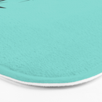 Mid Century Modern Atomic 50s Starburst Trio in Light Medium Robin's Egg Blue and Black Bath Mat Gallery Image 3