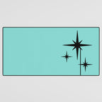 Mid Century Modern Atomic 50s Starburst Trio in Light Medium Robin's Egg Blue and Black Desk Mat Gallery Image 3