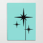 Mid Century Modern Atomic 50s Starburst Trio in Light Medium Robin's Egg Blue and Black Notebook Gallery Image 4