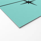 Mid Century Modern Atomic 50s Starburst Trio in Light Medium Robin's Egg Blue and Black Welcome Mat Gallery Image 2