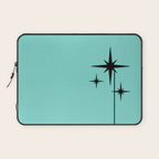 Mid Century Modern Atomic 50s Starburst Trio in Light Medium Robin's Egg Blue and Black Laptop Sleeve Gallery Image 1