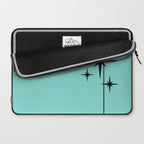 Mid Century Modern Atomic 50s Starburst Trio in Light Medium Robin's Egg Blue and Black Laptop Sleeve Gallery Image 2