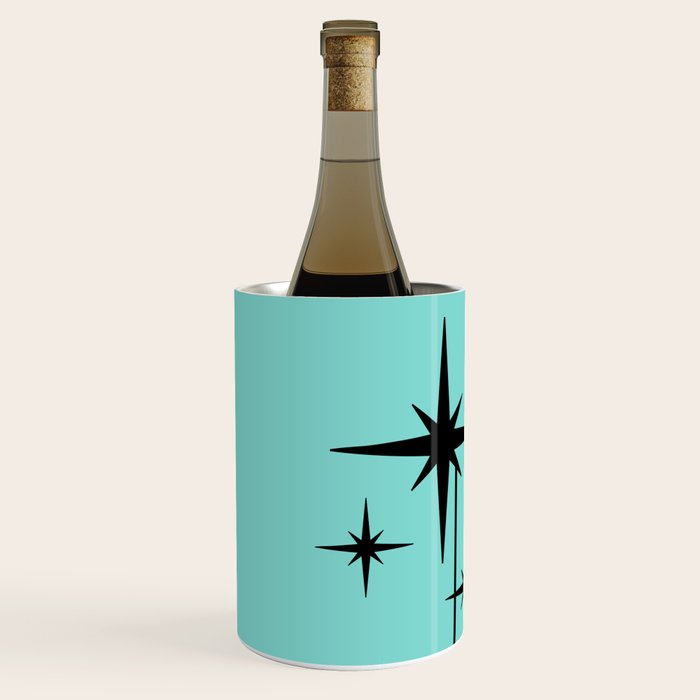 Mid Century Modern Atomic 50s Starburst Trio in Light Medium Robin's Egg Blue and Black Wine Chiller Gallery Image 1