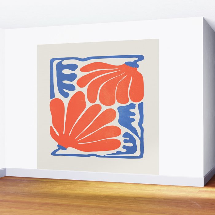 Coral Flowers & Ferns Wall Mural Gallery Image 2