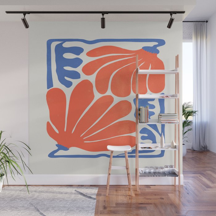 Coral Flowers & Ferns Wall Mural Gallery Image 1