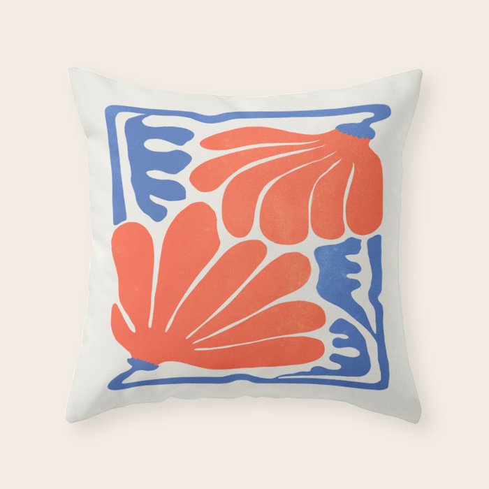 Coral Flowers & Ferns Throw Pillow Gallery Image 6