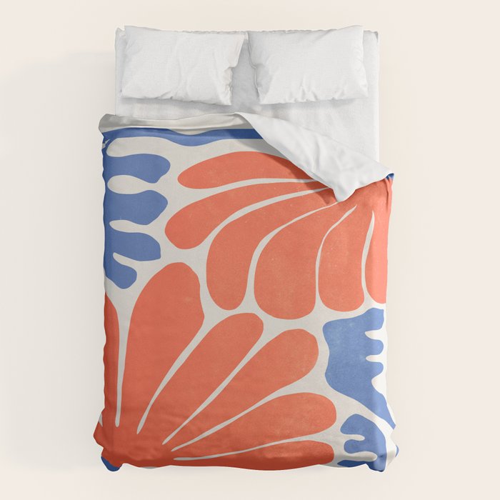 Coral Flowers & Ferns Duvet Cover Gallery Image 1
