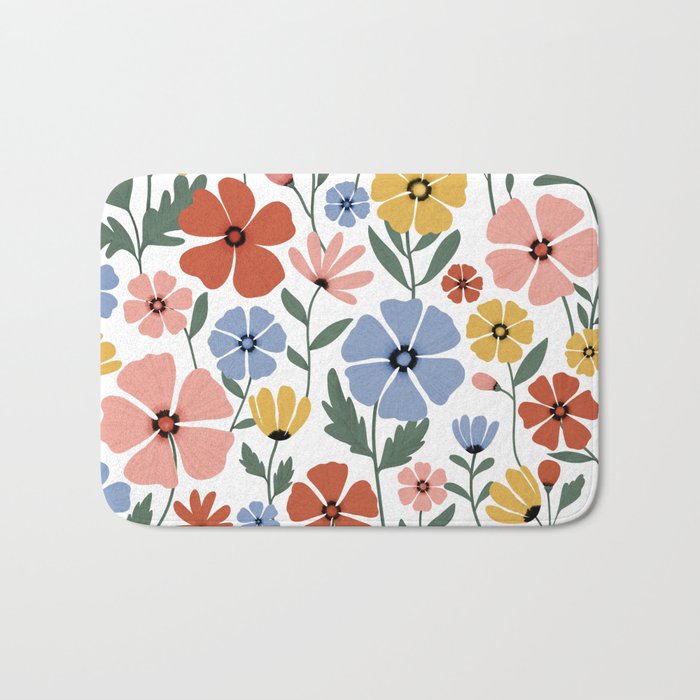 Colorful wildflowers Bath Mat Gallery Image 1