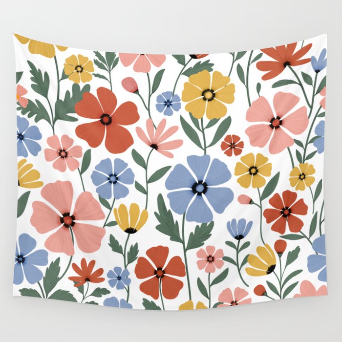 Colorful wildflowers Wall Tapestry Gallery Image 1