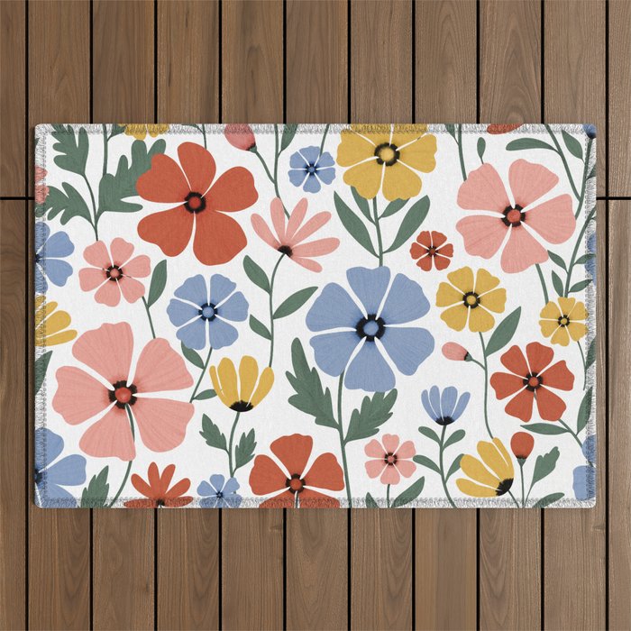 Colorful wildflowers Outdoor Rug Gallery Image 1