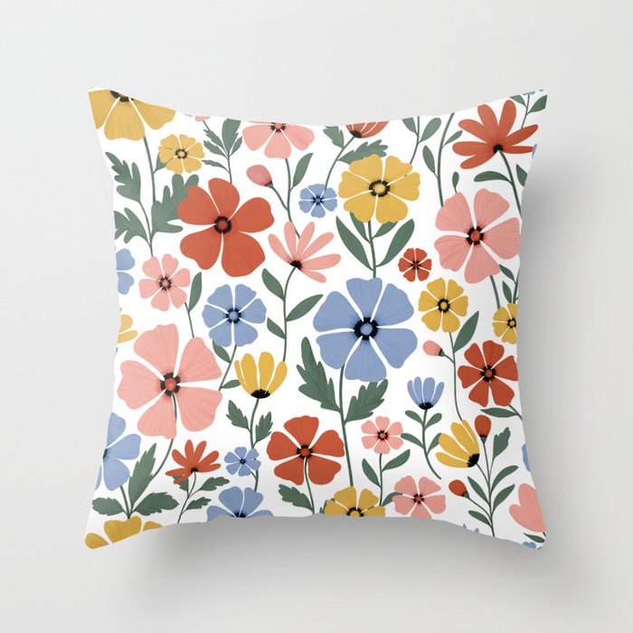 Colorful wildflowers Throw Pillow Gallery Image 6